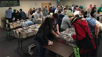 Book sale attendees.