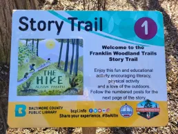 Picture of the story trail at Franklin Woodlands.