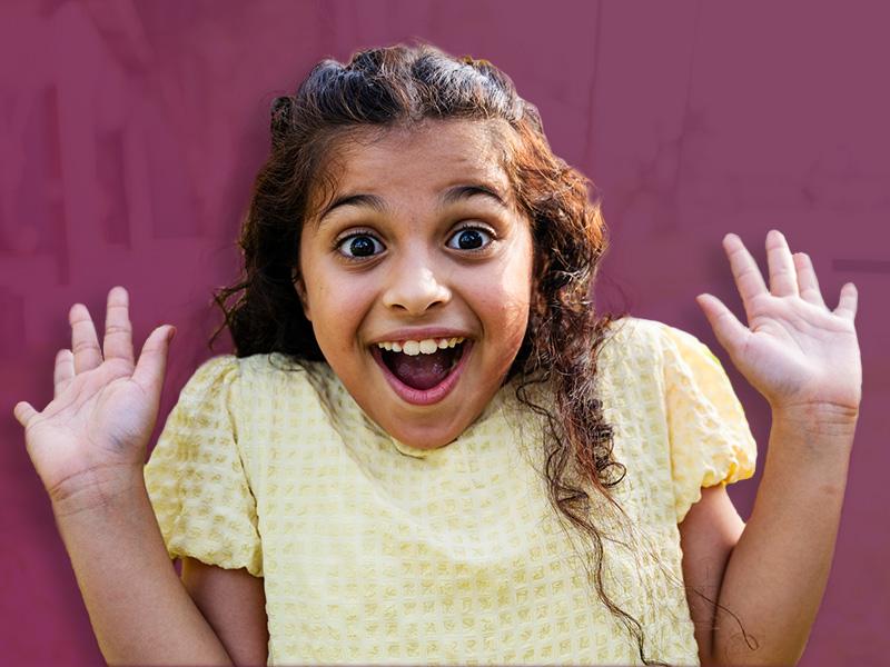 Photo of a girl with a surprised expression