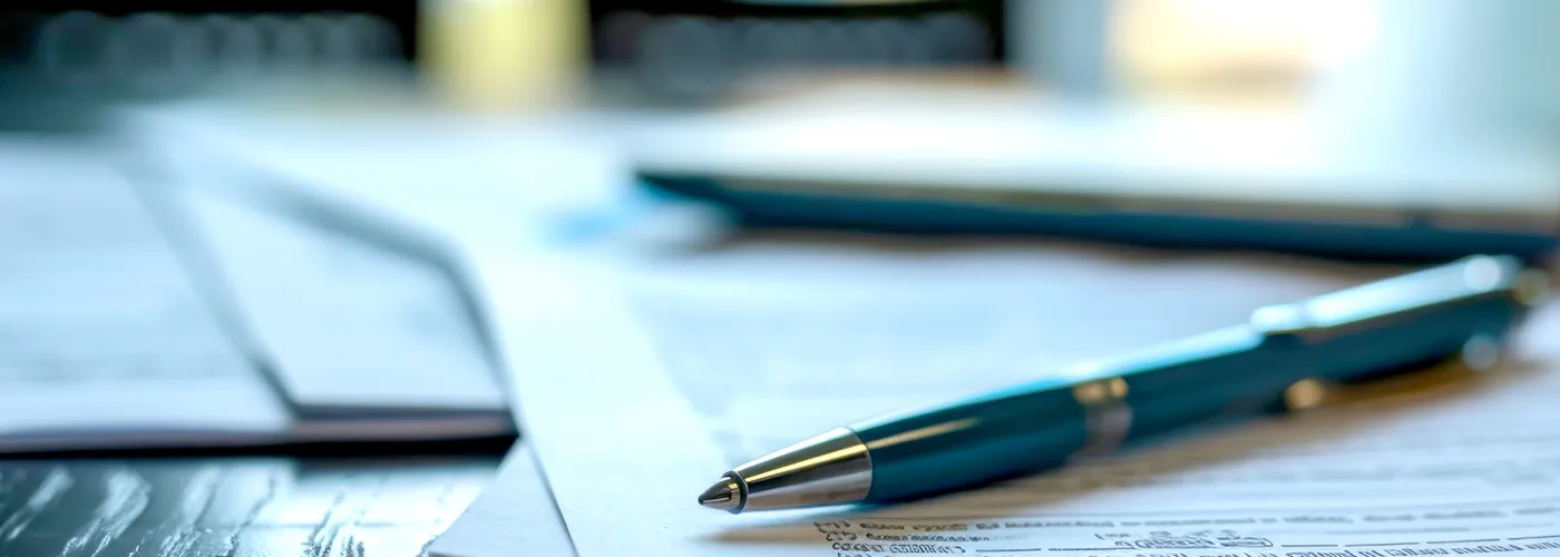 photo of various legal documents and a pen