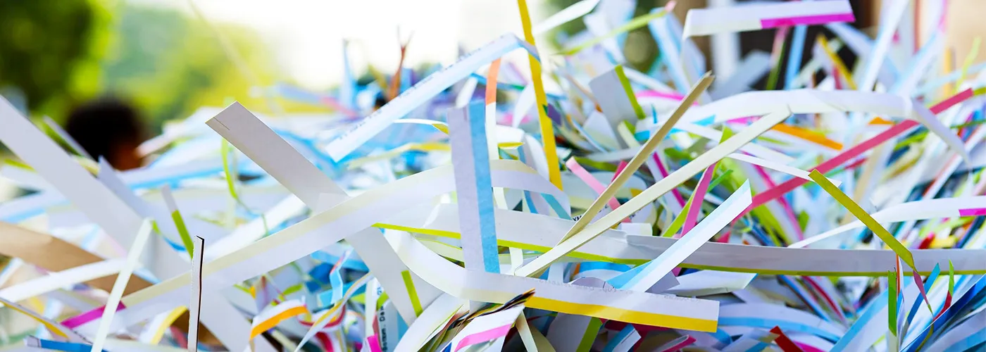 Photo with colorful shredded paper