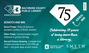 Image of the Library's 75th anniversary scratch off ticket
